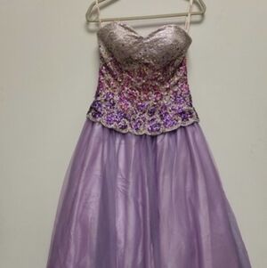 Kiss Kiss Formal Dress Lavender Gown Size 8 Sequin Corset Prom Party Evening